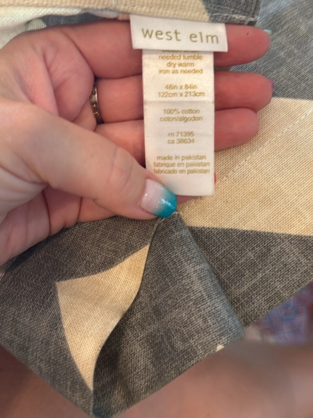 2 West Elm Gray and Beige Chevron Cotton curtains 48x84